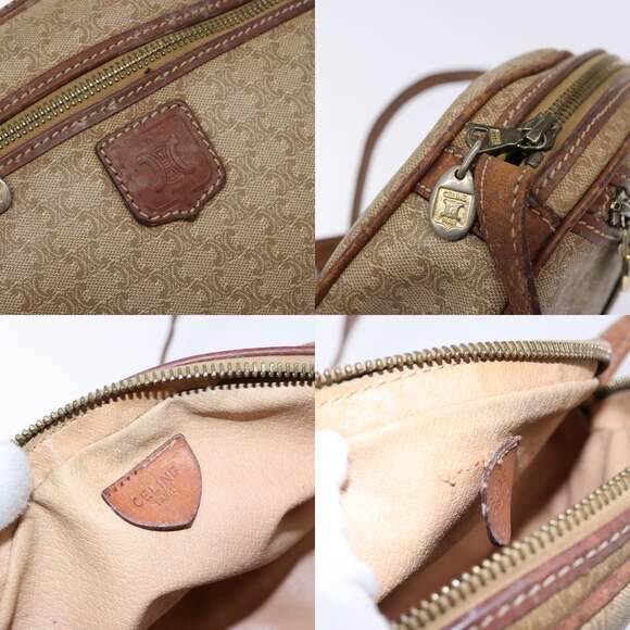 CELINE Macadam Canvas Shoulder Bag Pvc Beige Gold - Picture 11 of 13